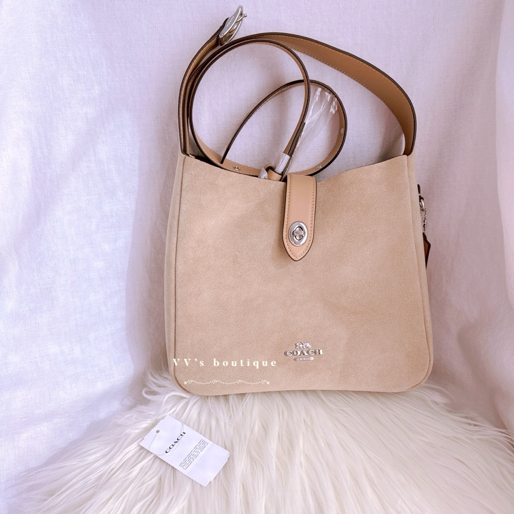 NWT Coach Hadley Convertible Crossbody Shoulder Bag Suede Light Taupe CW004 RARE
